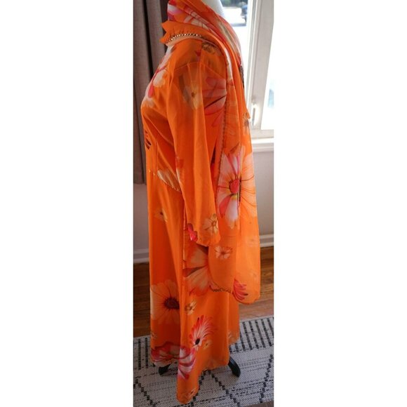 Indian Orange Chiffon Dress w/ Dupatta NWOT - Picture 4 of 10